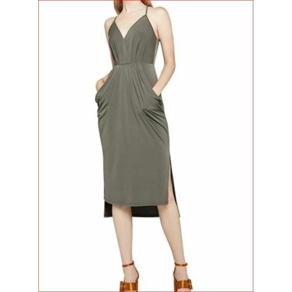BCBGeneration Metallic Black Sleeveless Midi Dress ZWE63P97-022 Womens Size S